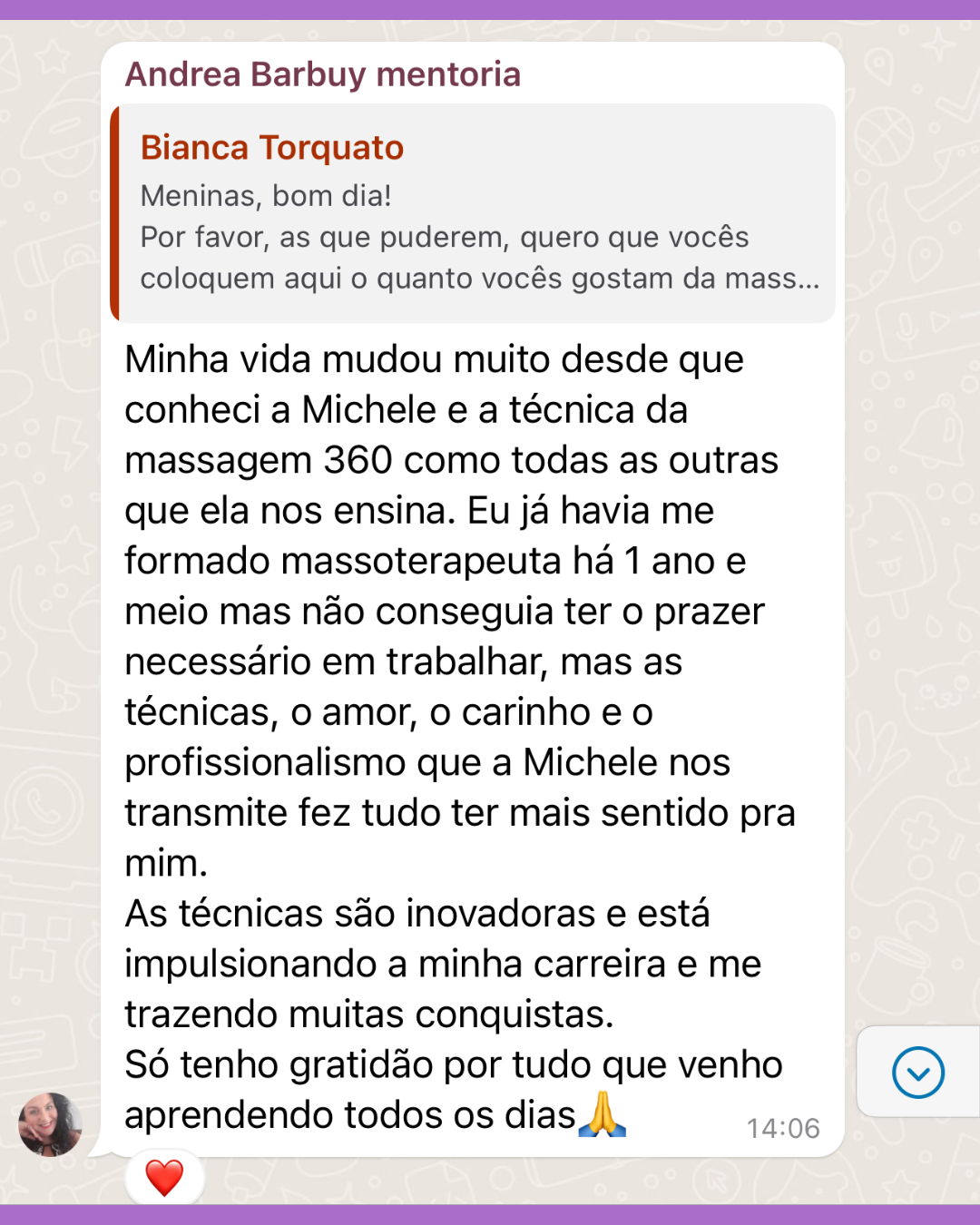 Depoimento de aluna sobre a formação 4