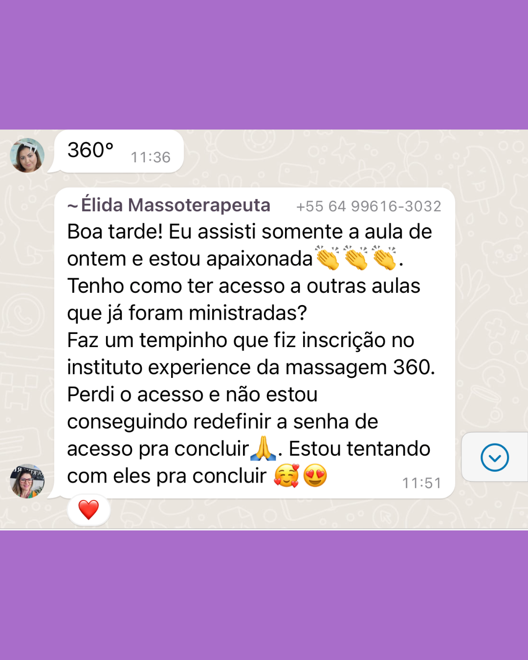 Depoimento de aluna sobre a formação 5
