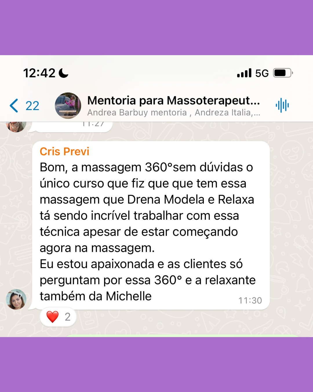 Depoimento de aluna sobre a formação 1
